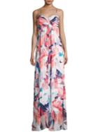 Laundry By Shelli Segal Printed Chiffon Gown