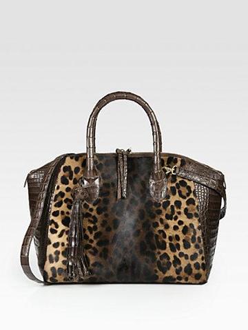 Nancy Gonzalez Animal-print Haircalf & Crocodile Satchel