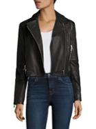 J Brand Aiah Cropped Leather Moto Jacket