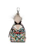 Fendi Mini Monster Leather & Fur Backpack Key Charm
