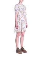 Stella Mccartney Floral Print Silk Ruffle Dress