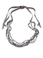 Chan Luu 6mm Grey Potato Pearl, 9-10mm Cultured Freshwater Pearl, Pyrite & Mystic Lab Tie Necklace