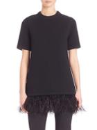 Michael Kors Collection Ostrich Feather-trim Cashmere Top