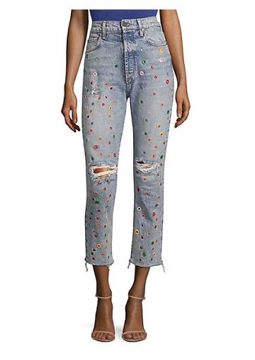 Ao.la By Alice + Olivia Amazing High-rise Distressed Grommet Jeans
