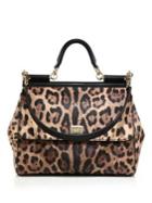 Dolce & Gabbana Sicily Leopard-print Leather Top Handle Satchel