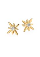 Roberto Coin Princess Cinderella 18k Yellow Gold & Diamond Floral Stud Earrings