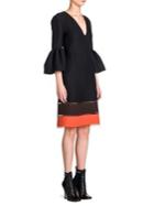 Fendi Colorblock Bell Sleeve V-neck Dress