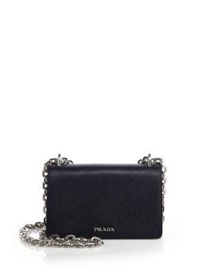 Prada Saffiano Leather & Nylon Chain Shoulder Bag