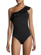 La Blanca Swim Ruffle-trim Asymmetric Swimsuit