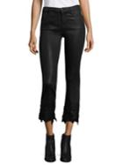 J Brand Selena Coated Scalloped Cropped Bootcut Jeans