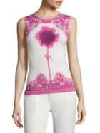 Versace Collection Silk-blend Floral Tank