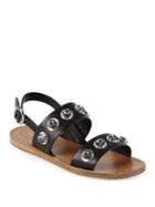 Prada Jeweled Leather Flat Sandals