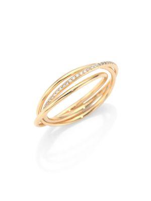 Ef Collection Interlocking Diamond & 14k Yellow Gold Eternity Ring