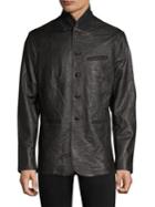 John Varvatos Crinkle Leather Blazer Jacket