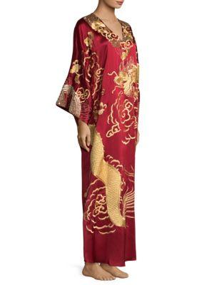 Josie Natori Couture Dragon Silk Caftan