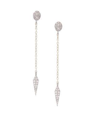 Meira T Arrow Two-tone Diamond,14k Yellow & White Gold Drop Earrings