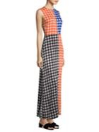 Diane Von Furstenberg Colorblock Gingham Maxi Dress