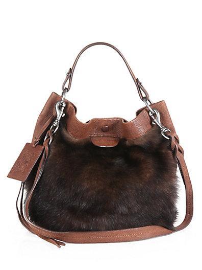 Ralph Lauren Collection Toscana Shearling Shoulder Bag