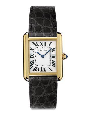 Cartier Tank Solo Small 18k Yellow Gold & Alligator Strap Watch
