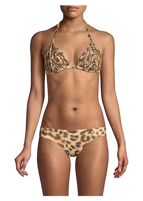 Pilyq Isla Leopard Print Triangle Bikini Top