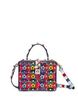 Dolce & Gabbana Miss Dolce Floral-embellished Leather Top-handle Bag