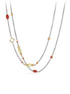 David Yurman Bead And Chain Necklace With Carnelian, Amber, Citrine And 18k Gold