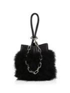 Alexander Wang Roxy Mini Feather-trimmed Leather Bucket Bag