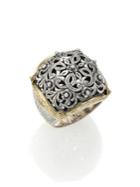 Konstantino Classics 18k Yellow Gold & Sterling Silver Floral Filigree Ring