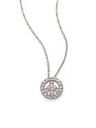 Roberto Coin Tiny Treasures Diamond & 18k White Gold Mini Peace Sign Pendant Necklace