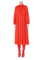 Tibi Ruched Drawstring Mockneck Midi Dress