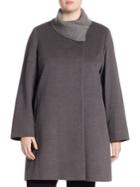 Cinzia Rocca, Plus Size Plus Metallic Collar Wool Coat