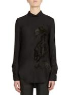 Ann Demeulemeester Solid Long Sleeve Embroidered Top