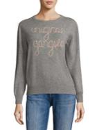 Lingua Franca Original Gangsta Embroidered Cashmere Sweater