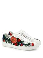 Gucci New Ace Floral-embroidered Leather Low-top Sneakers