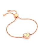 Michael Kors Heritage Pave Logo Heart Slide Bracelet/rose Goldtone