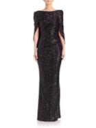 Talbot Runhof Sequined Cape Gown