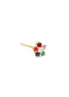 Ef Collection 14k Yellow Gold & Gemstone Flower Single Stud Earring