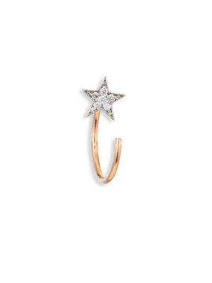 Kismet By Milka Star Diamond & 14k Rose Gold Single Reverse Hook Earrings