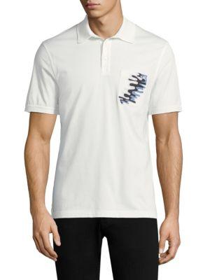 Salvatore Ferragamo White Wave Pocket Polo Shirt