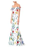 Carolina Herrera Off-shoulder Floral Trumpet Gown