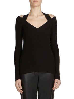 Cedric Charlier Ribbed Cold Shoulder Sweater