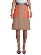Boss Seplea Colorblock Leather A-line Skirt