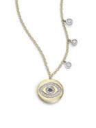 Meira T Sapphire, Diamond & 14k Yellow Gold Evil Eye Disc Charm Necklace