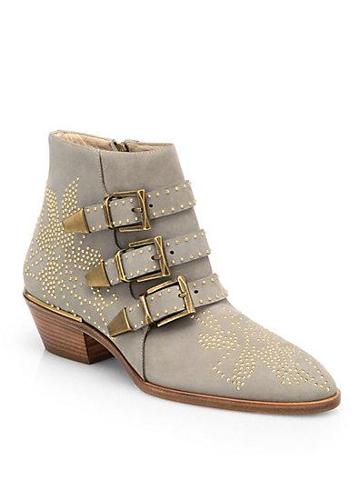 Chloe Suzanna Studded Suede Ankle Boots