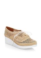 Clergerie Vicol Raffia Wedge Lace-up Oxfords
