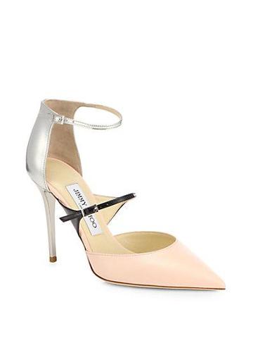 Jimmy Choo Typhoon Metallic & Patent Leather Ankle-strap Pumps