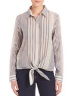 7 For All Mankind Striped Tie Front Shirt