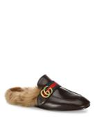 Gucci New Princetown Fur & Leather Mules