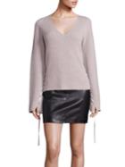 Helmut Lang Ribbon Sleeve-detailed Wool Cashmere Sweater