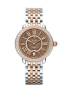 Michele Watches Serein Diamond, Enamel, 18k Rose Goldplated & Stainless Steel Bracelet Watch